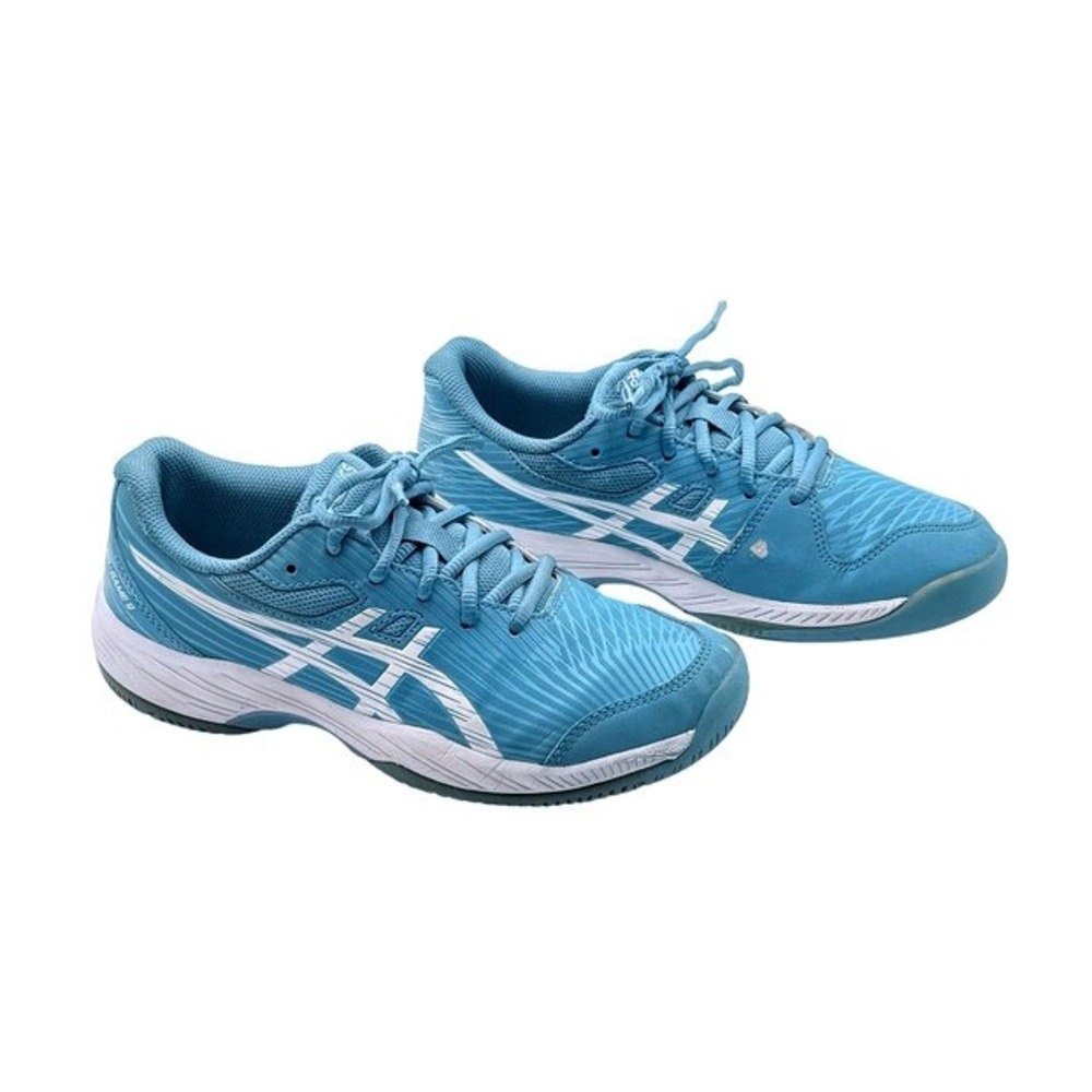 ASICS Gel-Game 9 GS Junior Tennis Shoes Blue White Size 5 Court Sneakers